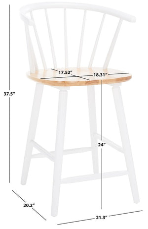 Safavieh Blanchard Counter Stool - Set of 2 XII23 Natural/White Wood BST8506F-SET2