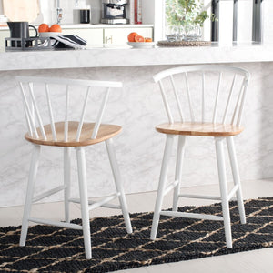 Safavieh Blanchard Counter Stool - Set of 2 XII23 Natural/White Wood BST8506F-SET2