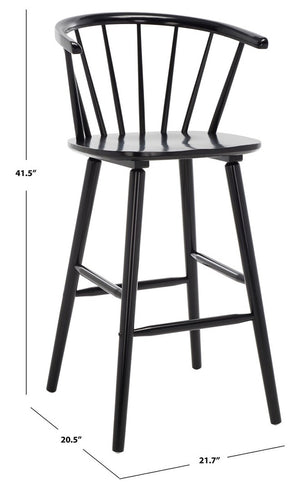 Safavieh Blanchard Bar Stool - Set of 2 XII23 Black Wood BST8507A-SET2