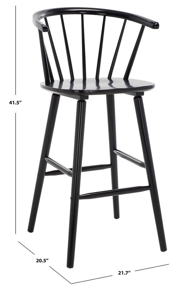 Safavieh Blanchard Bar Stool - Set of 2 XII23 Black Wood BST8507A-SET2