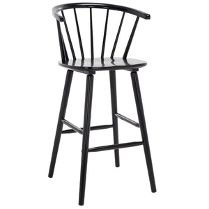 Safavieh Blanchard Bar Stool - Set of 2 XII23 Black Wood BST8507A-SET2
