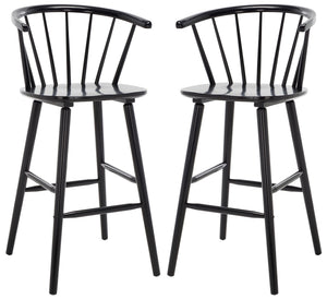 Safavieh Blanchard Bar Stool - Set of 2 XII23 Black Wood BST8507A-SET2