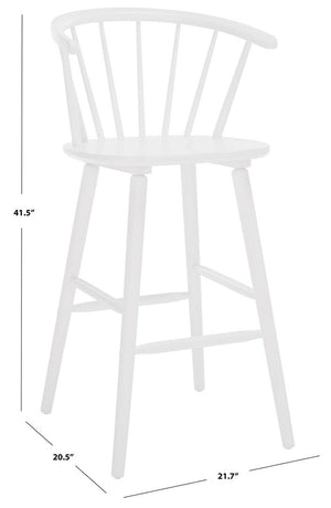 Safavieh Blanchard Bar Stool - Set of 2 XII23 White Wood BST8507B-SET2