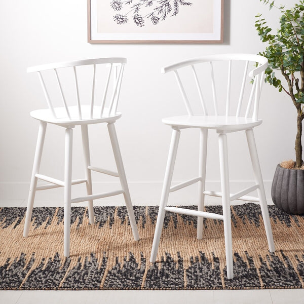 Safavieh Blanchard Bar Stool - Set of 2 XII23 White Wood BST8507B-SET2
