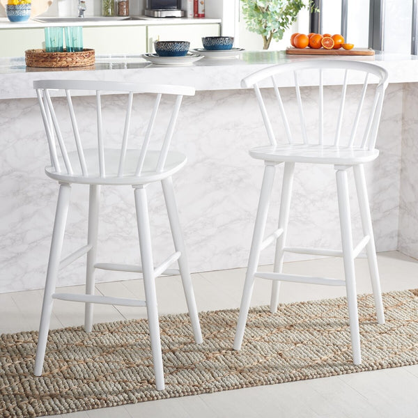 Safavieh Blanchard Bar Stool - Set of 2 XII23 White Wood BST8507B-SET2