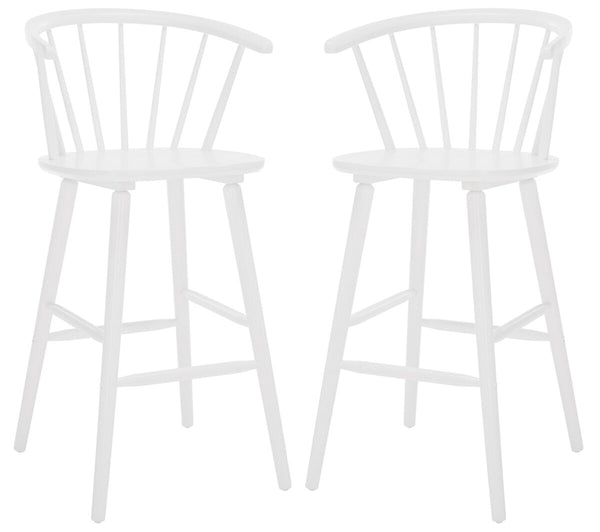 Safavieh Blanchard Bar Stool - Set of 2 XII23 White Wood BST8507B-SET2