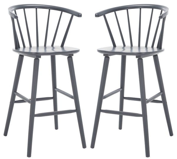 Safavieh Blanchard Bar Stool - Set of 2 XII23 Grey Wood BST8507C-SET2