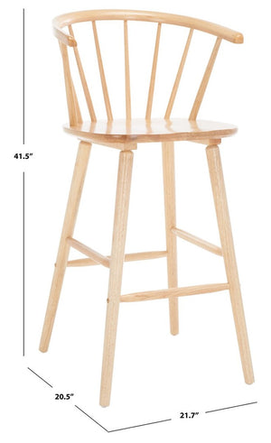 Safavieh Blanchard Bar Stool - Set of 2 XII23 Natural Wood BST8507D-SET2
