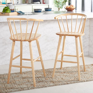 Safavieh Blanchard Bar Stool - Set of 2 XII23 Natural Wood BST8507D-SET2