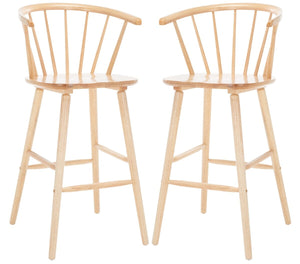 Safavieh Blanchard Bar Stool - Set of 2 XII23 Natural Wood BST8507D-SET2