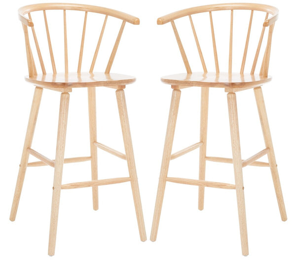 Safavieh Blanchard Bar Stool - Set of 2 XII23 Natural Wood BST8507D-SET2