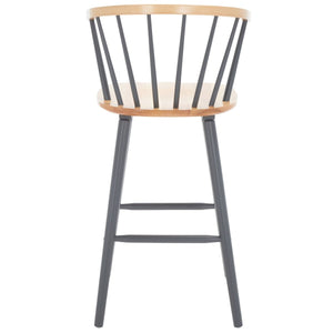 Safavieh Blanchard Bar Stool - Set of 2 XII23  Natural/Grey Wood BST8507E-SET2