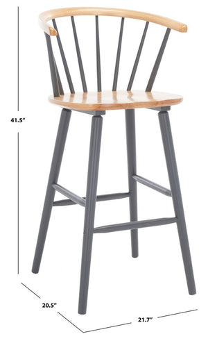 Safavieh Blanchard Bar Stool - Set of 2 XII23  Natural/Grey Wood BST8507E-SET2