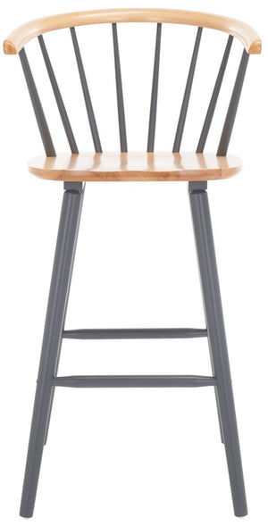 Safavieh Blanchard Bar Stool - Set of 2 XII23  Natural/Grey Wood BST8507E-SET2