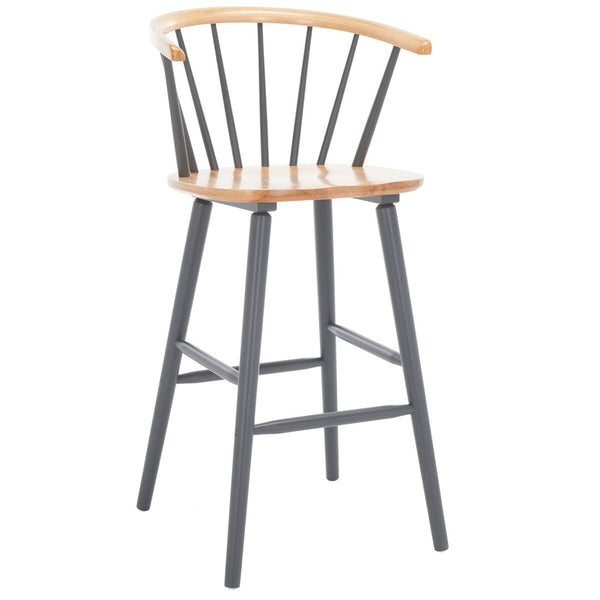 Safavieh Blanchard Bar Stool - Set of 2 XII23  Natural/Grey Wood BST8507E-SET2
