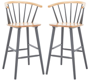 Safavieh Blanchard Bar Stool - Set of 2 XII23  Natural/Grey Wood BST8507E-SET2