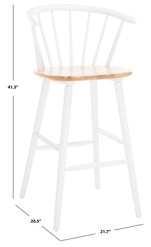 Safavieh Blanchard Bar Stool - Set of 2 XII23 Natural/White Wood BST8507F-SET2