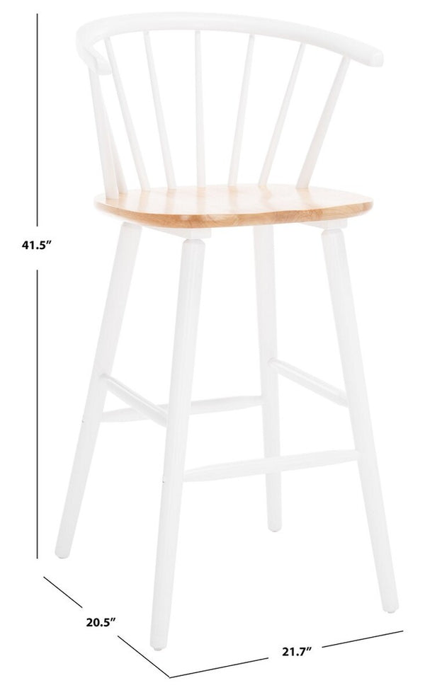 Safavieh Blanchard Bar Stool - Set of 2 XII23 Natural/White Wood BST8507F-SET2