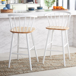 Safavieh Blanchard Bar Stool - Set of 2 XII23 Natural/White Wood BST8507F-SET2