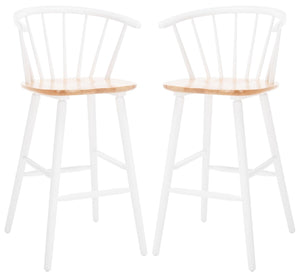 Safavieh Blanchard Bar Stool - Set of 2 XII23 Natural/White Wood BST8507F-SET2
