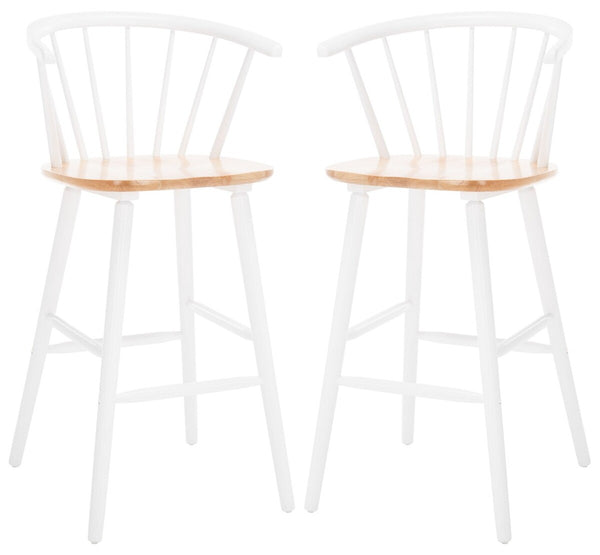 Safavieh Blanchard Bar Stool - Set of 2 XII23 Natural/White Wood BST8507F-SET2