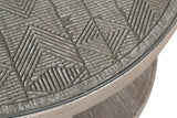 Parker House Crossings Serengeti Round Glass Top Cocktail Table Sandblasted Fossil Grey Solid Mango SER#11