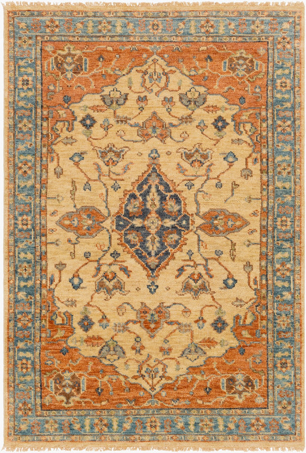 Surya Biscayne Handmade 2' X 3' Wool Rug - Luxurious Medium Pile With Fringe, Perfect For Any Room Rust Nz Wool Bsy2300-69
