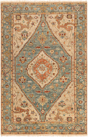 Biscayne BSY-2301 6' x 9' Handmade Rug BSY2301-69  Aqua, Ivory, Grass Green, Tan Surya