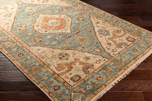 Surya Biscayne Handmade 2' X 3' Wool Rug - Luxurious Medium Pile With Fringe, Perfect For Any Room Aqua Nz Wool Bsy2301-23