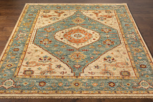 Biscayne BSY-2301 8' x 10' Handmade Rug BSY2301-810  Aqua, Ivory, Grass Green, Tan Surya