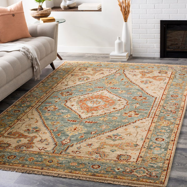Surya Biscayne Handmade 2' X 3' Wool Rug - Luxurious Medium Pile With Fringe, Perfect For Any Room Aqua Nz Wool Bsy2301-23