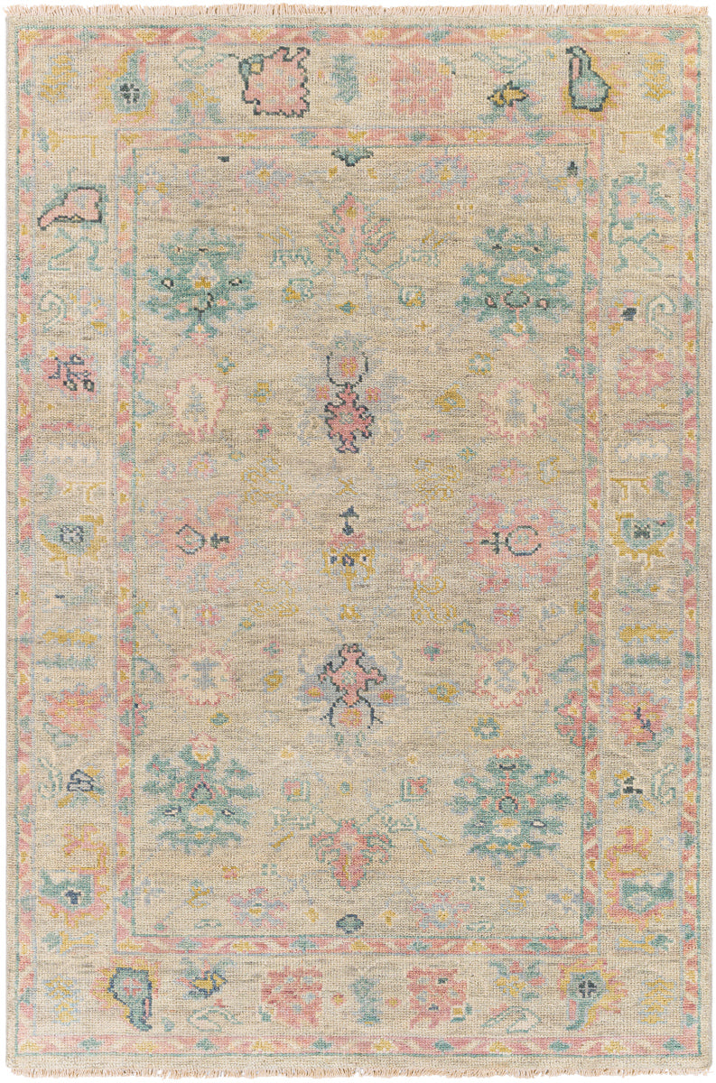 Biscayne BSY-2306 6' x 9' Handmade Rug BSY2306-69  Dusty Pink, Light Beige, Medium Gray, Yellow, Dusty Sage Surya