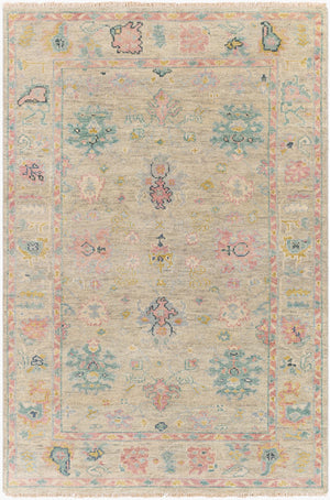 Surya Biscayne Handmade 2' X 3' Wool Rug - Luxurious Medium Pile With Fringe, Perfect For Any Room Dusty Pink Nz Wool Bsy2306-23