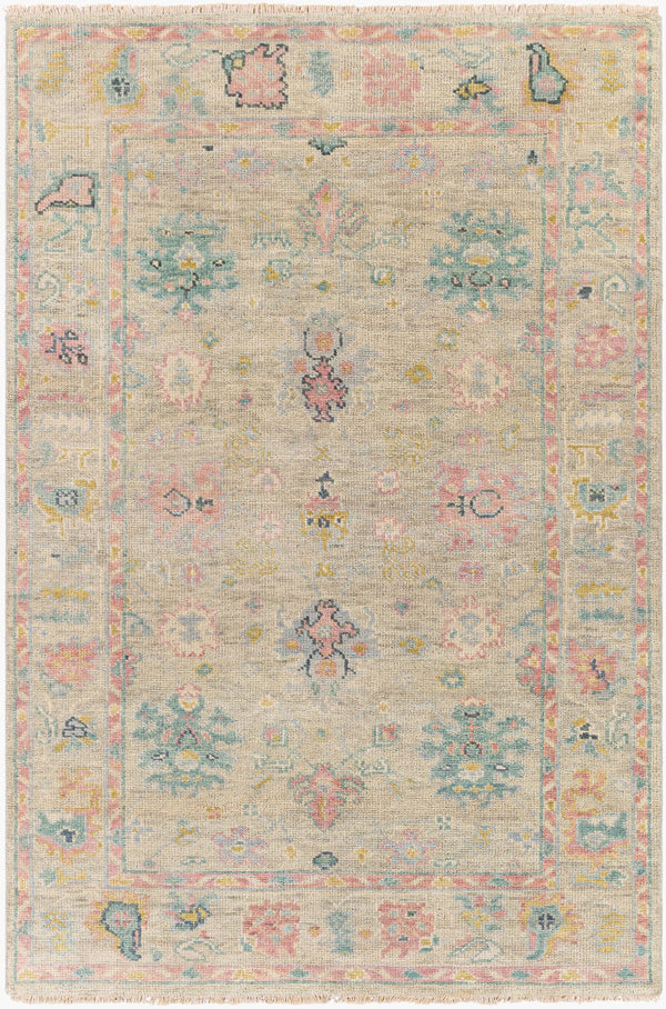 Surya Biscayne Handmade 2' X 3' Wool Rug - Luxurious Medium Pile With Fringe, Perfect For Any Room Dusty Pink Nz Wool Bsy2306-23