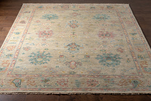 Biscayne BSY-2306 8' x 10' Handmade Rug BSY2306-810  Dusty Pink, Light Beige, Medium Gray, Yellow, Dusty Sage Surya
