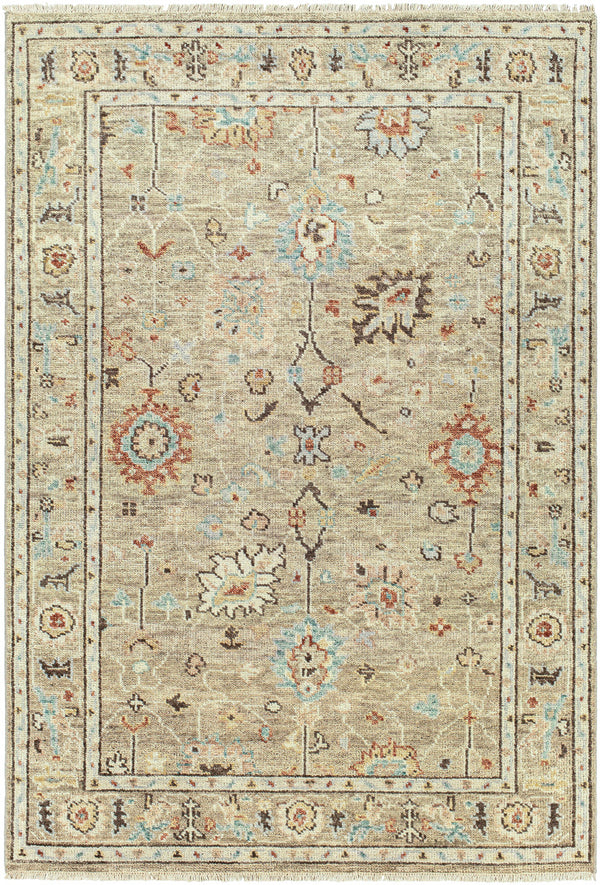 Biscayne BSY-2314 6' x 9' Handmade Rug BSY2314-69  Tan, Dark Brown, Yellow, Rose, Light Green, Light Gray Surya