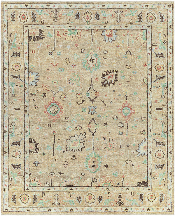 Biscayne BSY-2314 8' x 10' Handmade Rug BSY2314-810  Tan, Dark Brown, Yellow, Rose, Light Green, Light Gray Surya