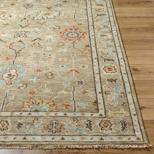 Biscayne BSY-2314 8' x 10' Handmade Rug BSY2314-810  Tan, Dark Brown, Yellow, Rose, Light Green, Light Gray Surya