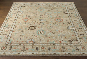 Biscayne BSY-2314 8' x 10' Handmade Rug BSY2314-810  Tan, Dark Brown, Yellow, Rose, Light Green, Light Gray Surya