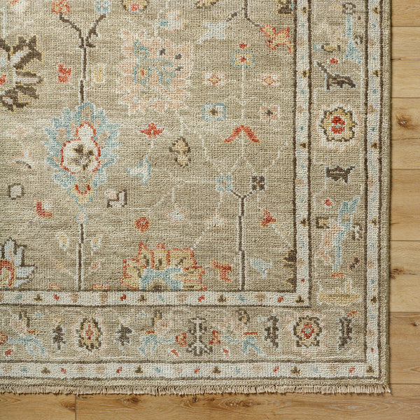 Biscayne BSY-2314 8' x 10' Handmade Rug BSY2314-810  Tan, Dark Brown, Yellow, Rose, Light Green, Light Gray Surya