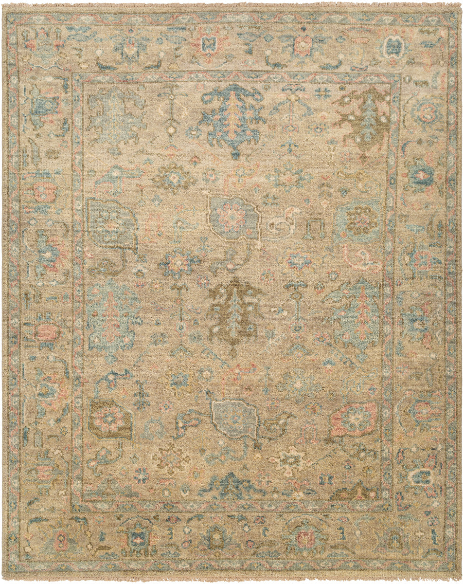 Biscayne BSY-2319 9' x 12' Handmade Rug BSY2319-912  Ice Blue, Blue, Taupe, Olive, Light Beige, Dusty Pink Surya