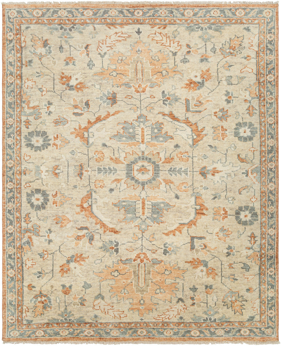 Biscayne BSY-2320 9' x 12' Handmade Rug BSY2320-912  Burnt Orange, Slate, Light Gray, Ivory, Light Slate, Pale Blue Surya