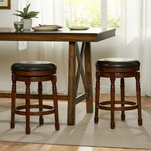 Christopher Knight Home® - Noble House - - Backless 25.5" Faux Leather Swivel Counter Stools, Set Of 2, Chocolate Brown