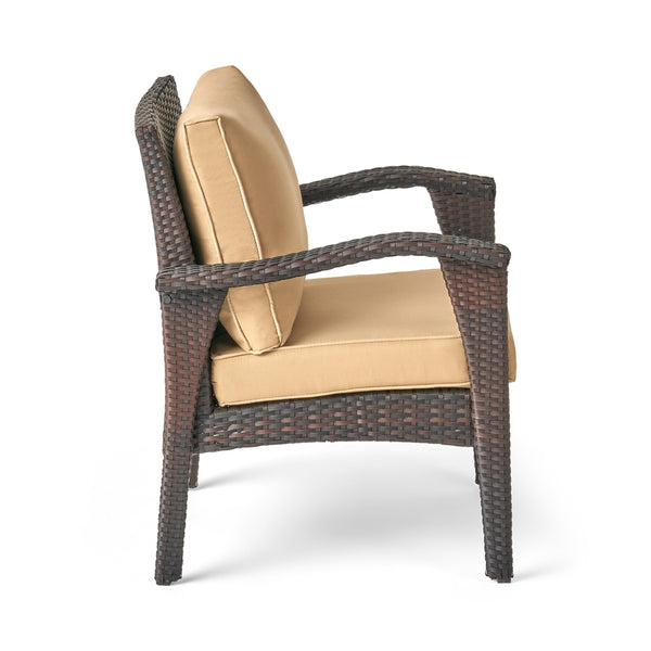 English Elm Christopher Knight Home® - HONOLULU Woven Rattan Club Chair Set — Durable PE Rattan & Iron Frame, Waterproof Fabric, Cozy Seating Brown+Tan 52918.00BRNMP2
