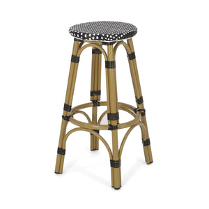 English Elm Outdoor Tropical Pe Rattan Backless Barstools Aluminum Frame Poolside Set of 2 72607.00BLK