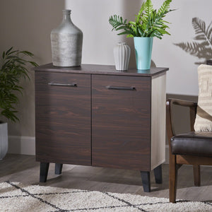 Christopher Knight Home® - Noble House - Wilnona Modern 3-Shelf Walnut Finished Faux Wood Cabinet with Sonoma Oak Interior