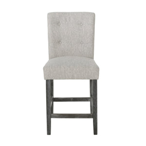 English Elm Christopher Knight Home® - Contemporary Button-Tufted Fabric Counter Stools Set of 2 with Espresso Legs, Waffle Stitch Comfort LIGHT GREY 71254.00LGRY