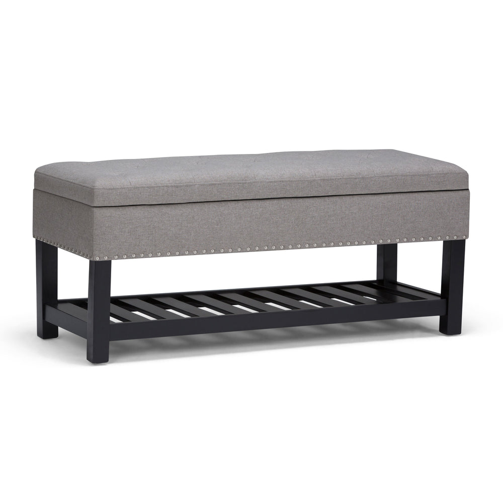 English Elm Lomond Storage Ottoman Bench In Dove Grey - Stylish Seating With Hidden Storage & Open Slat Shelf B136P159127
