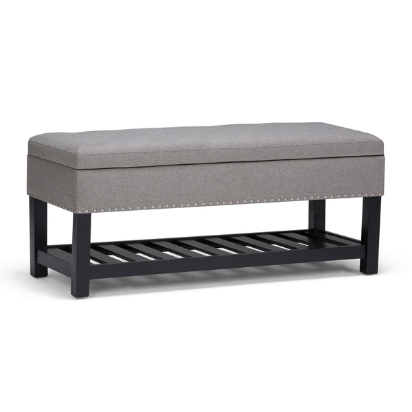 English Elm Lomond Storage Ottoman Bench In Dove Grey - Stylish Seating With Hidden Storage & Open Slat Shelf B136P159127