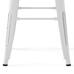 English Elm Rayne - Set Of 2 Distressed White Metal Bar Stools With Industrial Charm For Home & Kitchen Use B136P159495-GIGA